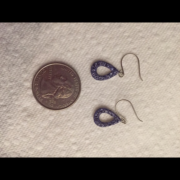 Periwinkle crystal 925 sterling silver dangle earrings - Picture 5 of 7